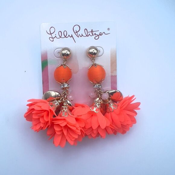 Lilly Pulitzer Orange Floral Tassel Earrings - Picture 4 of 4